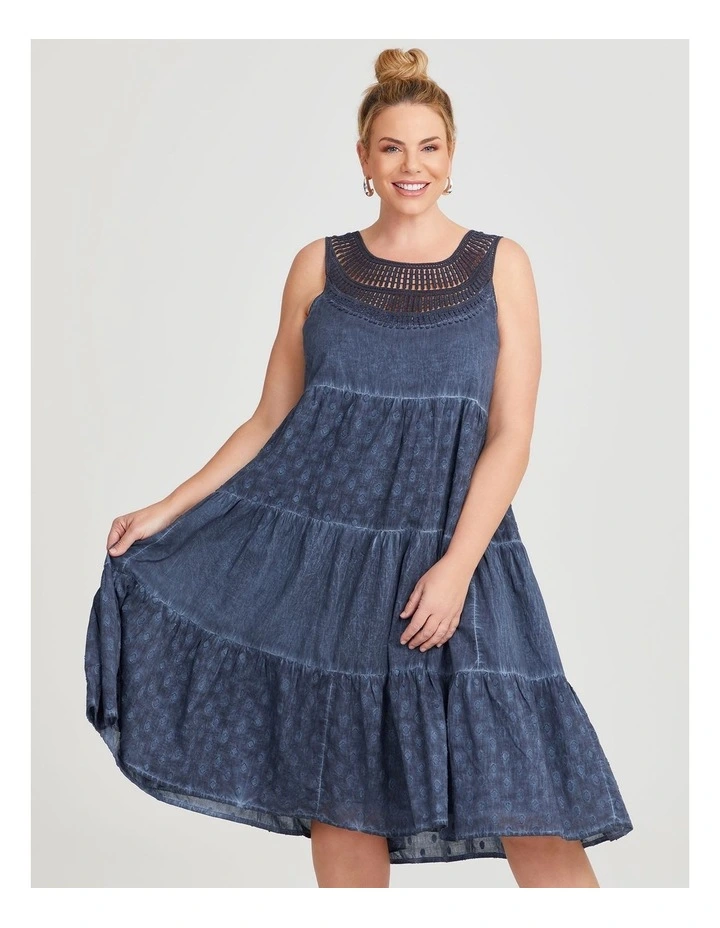 Cotton Vintage Wash Dress in Pigment Blue image 3