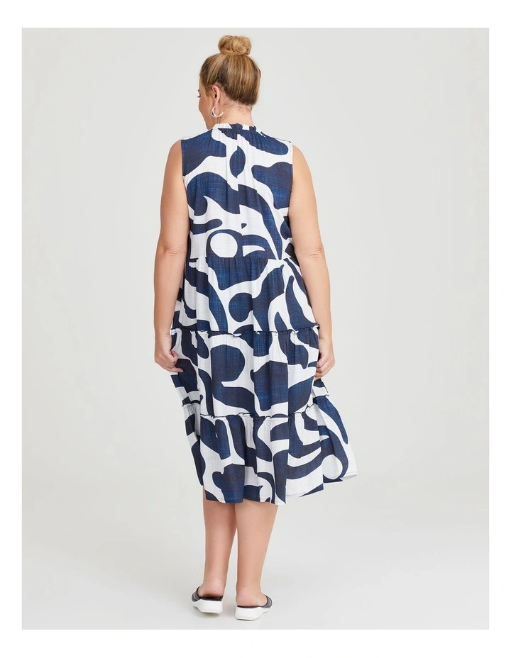 Natural Dress in Indigo Print image 2