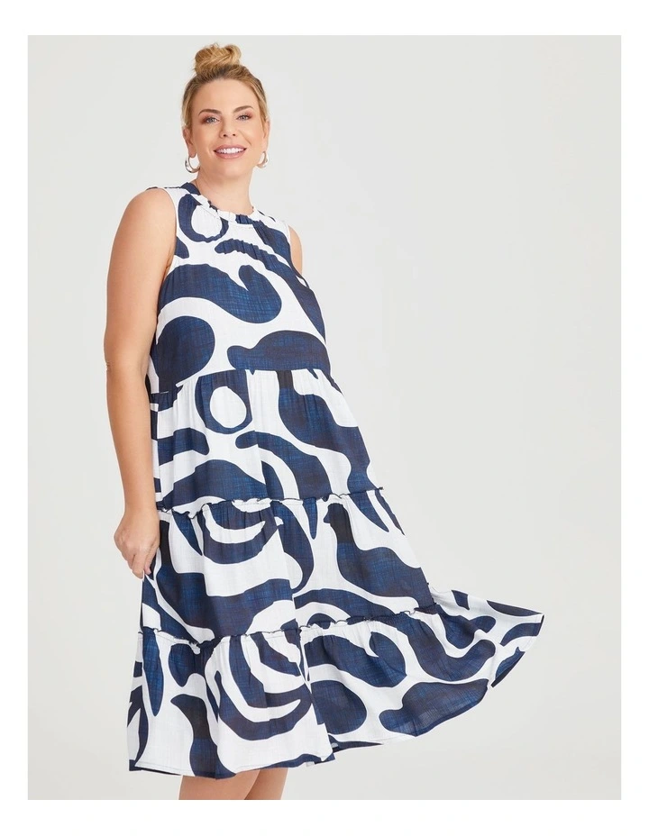 Natural Dress in Indigo Print image 4