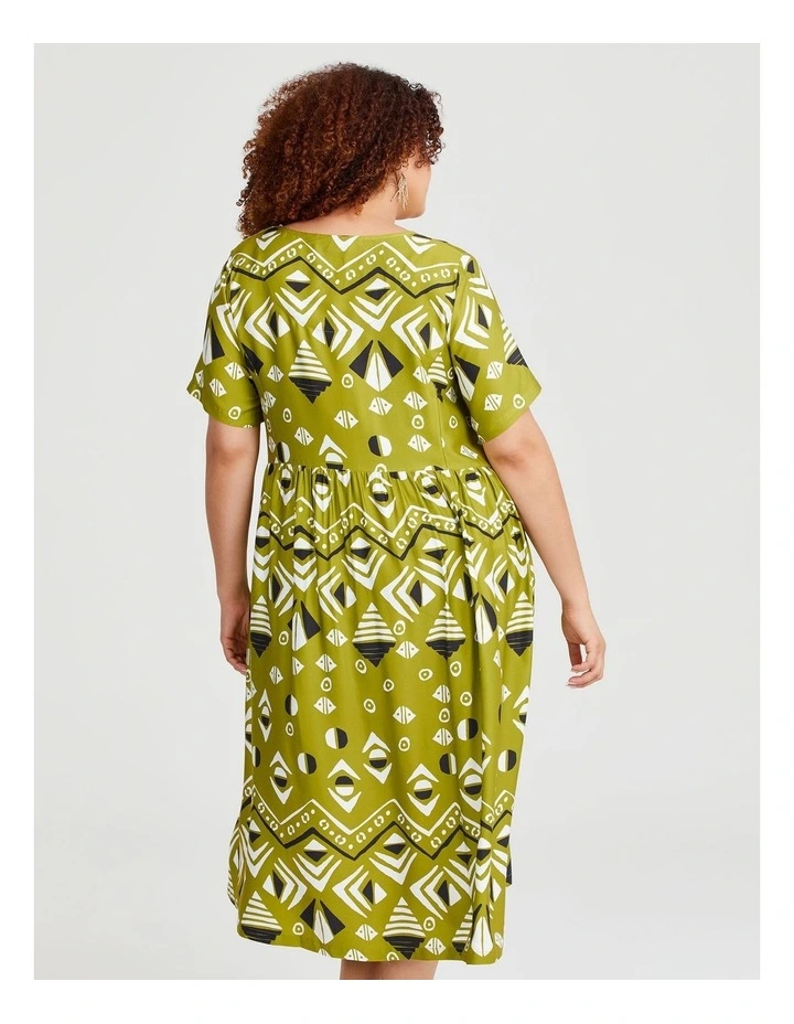 Natural Pocket Midi Dress in Print image 2