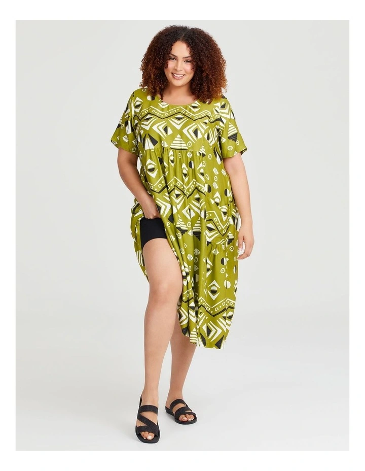 Natural Pocket Midi Dress in Print image 3