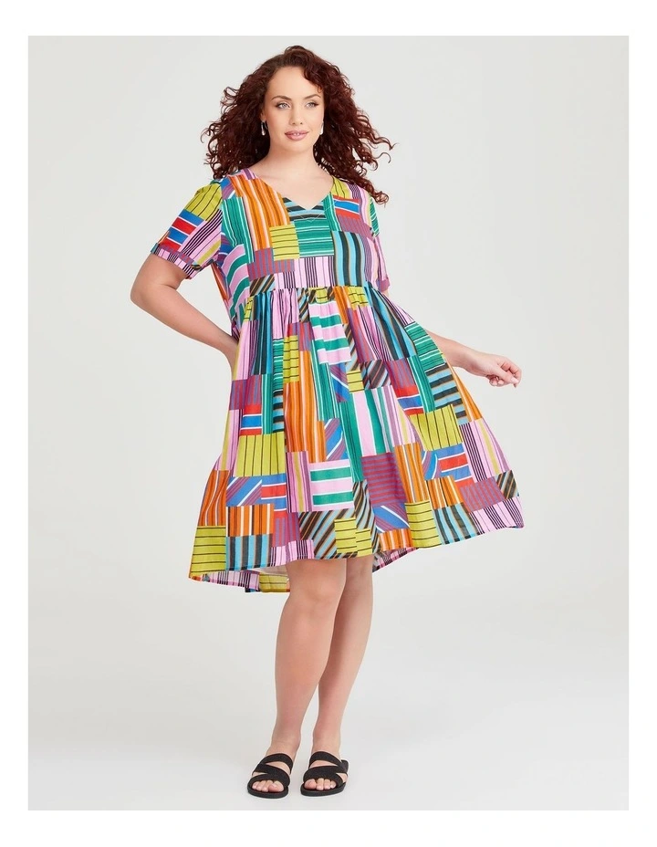 Cotton Holiday Pocket Dress in Multi Stripe image 1