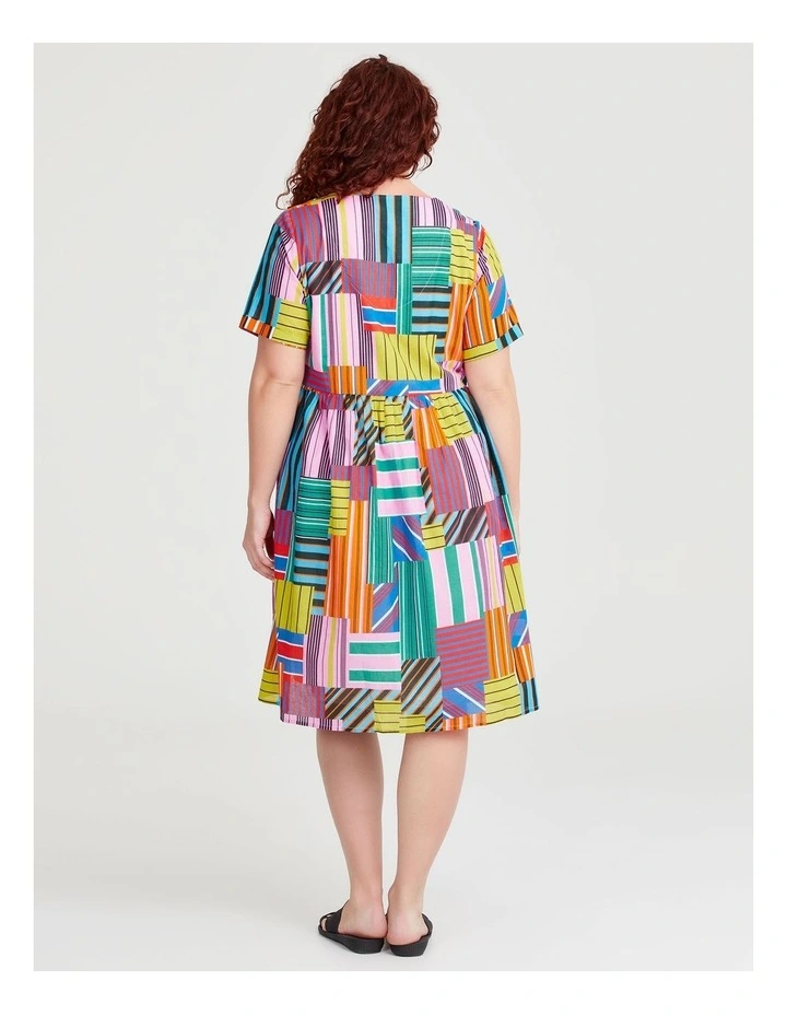 Cotton Holiday Pocket Dress in Multi Stripe image 2