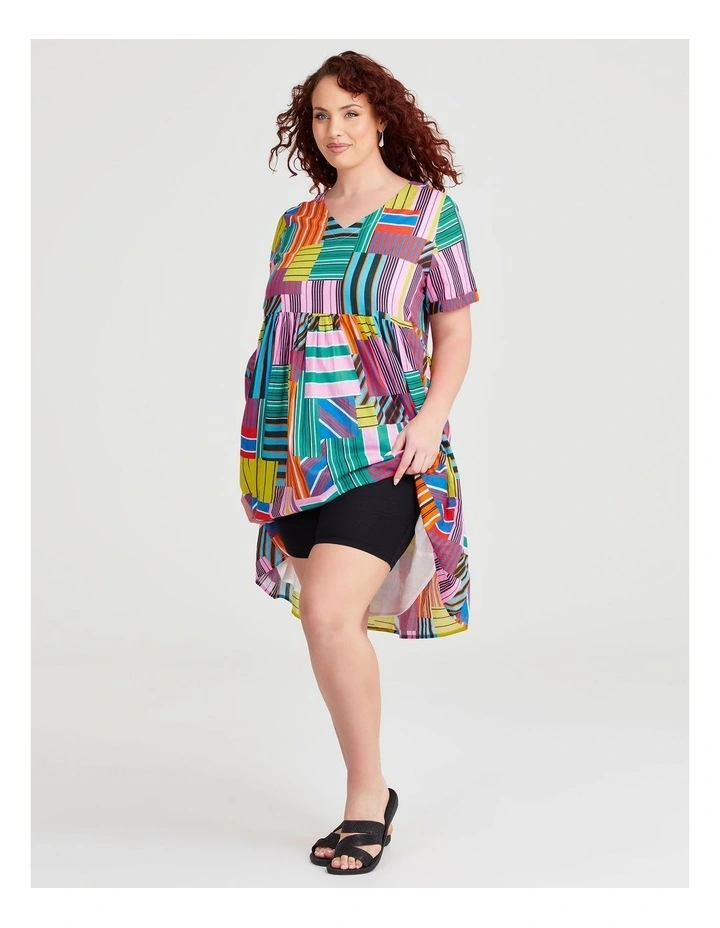 Cotton Holiday Pocket Dress in Multi Stripe image 4