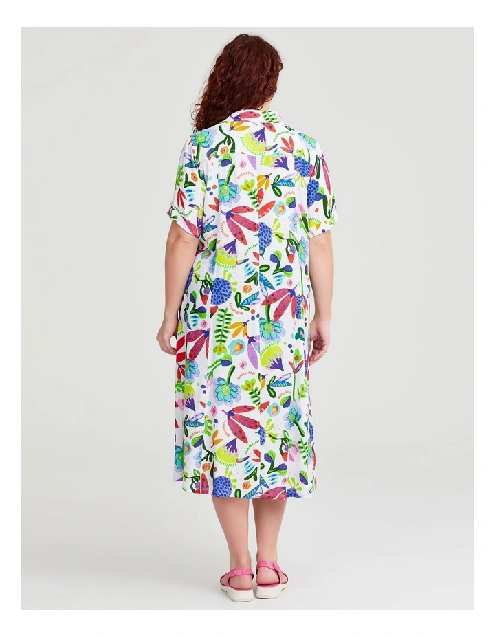 Natural Button Through Dress in Print image 2