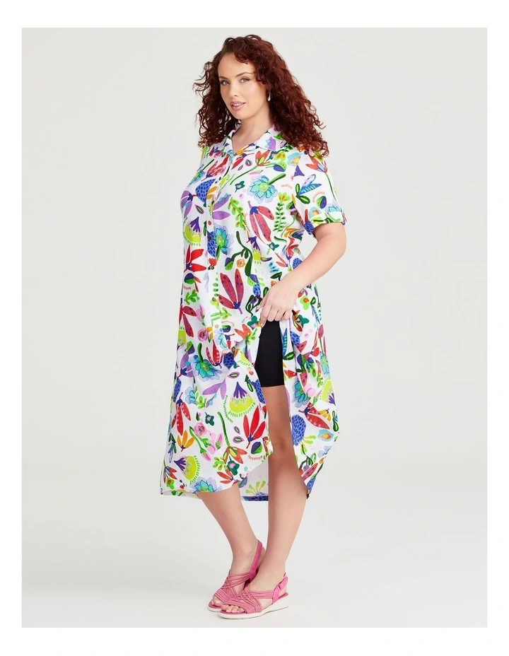 Natural Button Through Dress in Print image 4