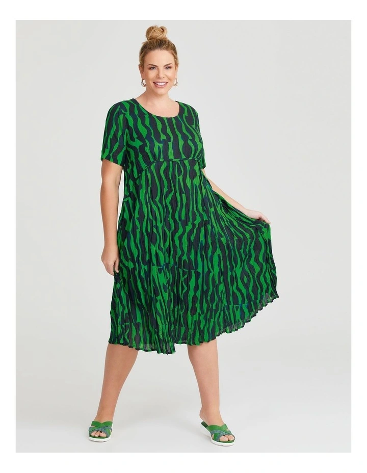 Cotton Gauze Favourite Dress Bright in Green/Navy image 1