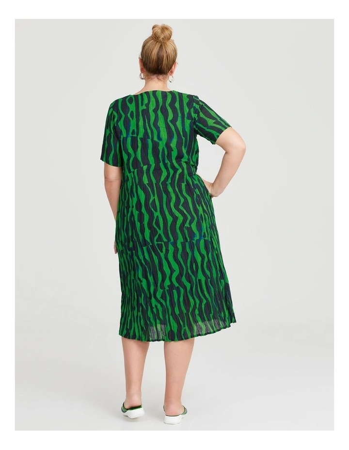 Cotton Gauze Favourite Dress Bright in Green/Navy image 2