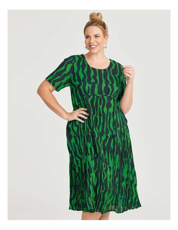 Cotton Gauze Favourite Dress Bright in Green/Navy image 3