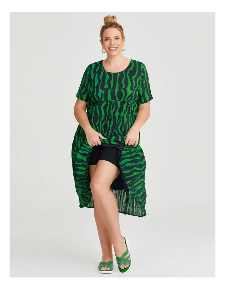 Cotton Gauze Favourite Dress Bright in Green/Navy image 4
