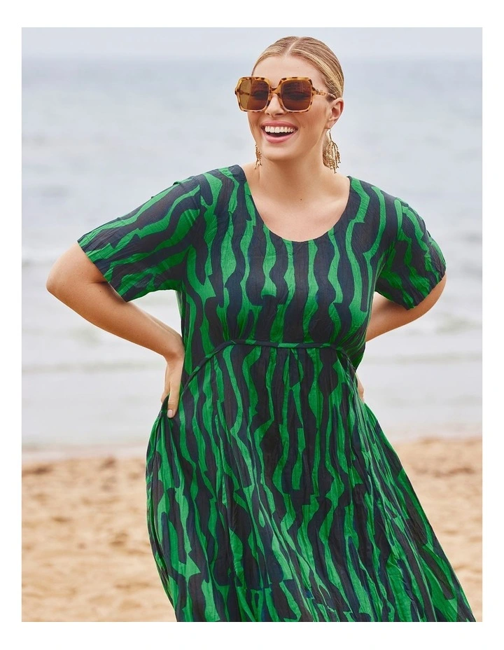 Cotton Gauze Favourite Dress Bright in Green/Navy image 6