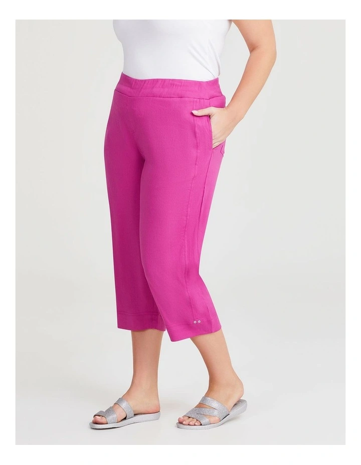 Stretch Linen Juls Crop Pant in Wild Orchid image 1