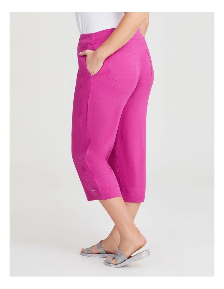 Stretch Linen Juls Crop Pant in Wild Orchid image 2