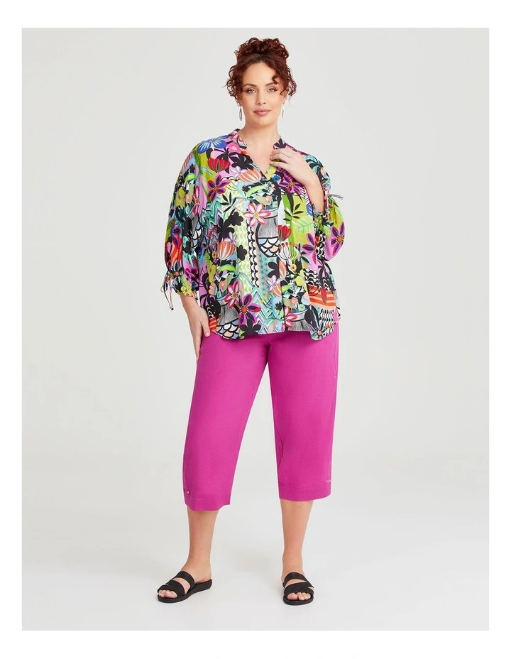 Stretch Linen Juls Crop Pant in Wild Orchid image 3