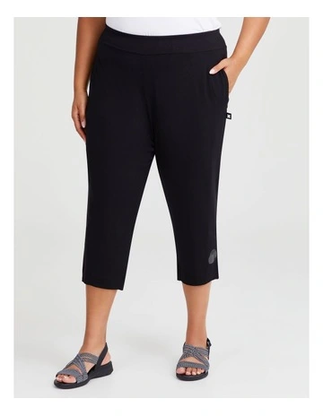 Natural Palm Cover Crop Pant in Black