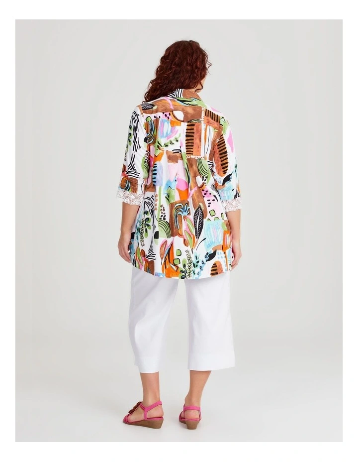 Island Postcards Natural Shirt in Multi Print image 2
