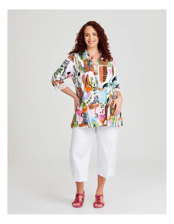 Island Postcards Natural Shirt in Multi Print image 4