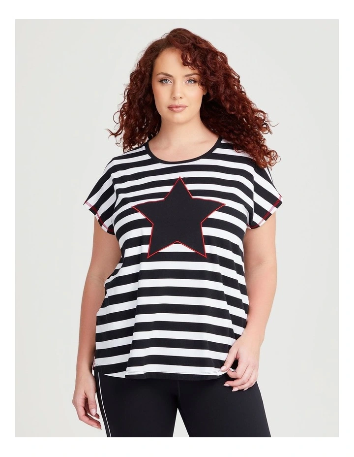 Cotton Star Active T-shirt in Black/White image 1