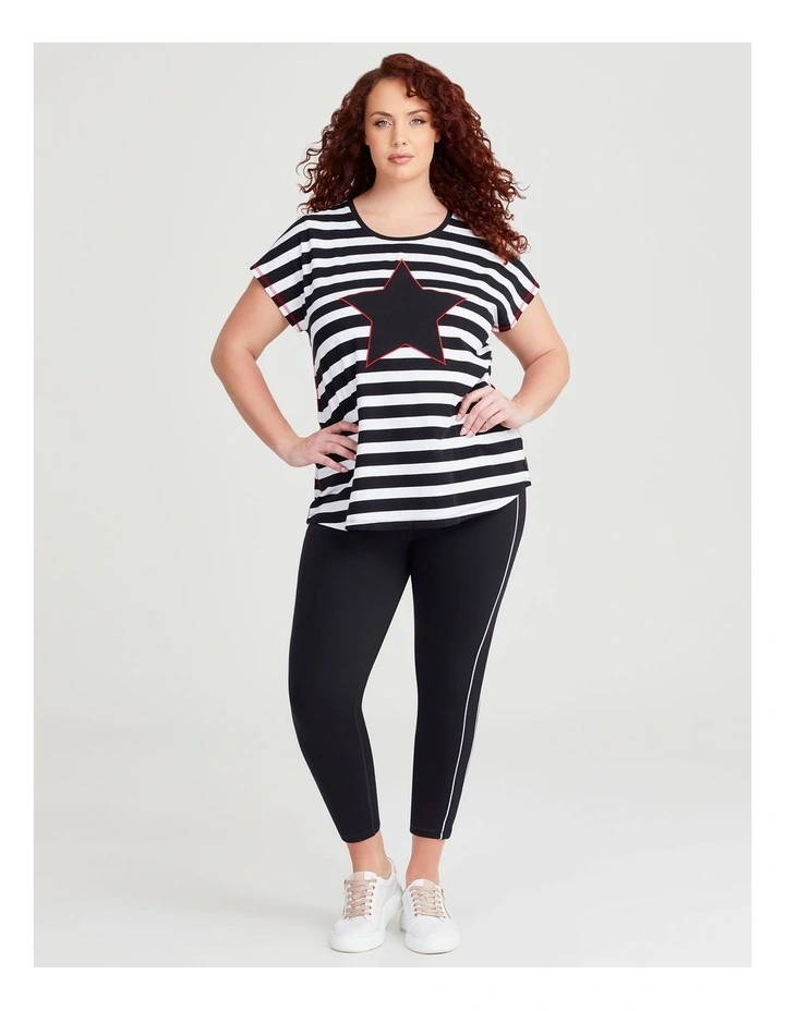 Cotton Star Active T-shirt in Black/White image 3