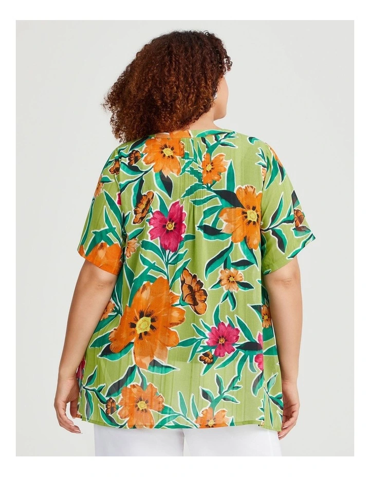 Joy Pintuck Floral Top in Multi image 2