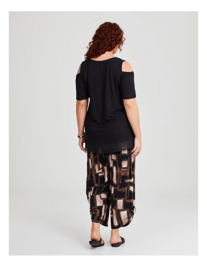 Cold Shoulder Bamboo Foil Top in Black/Bronze image 2