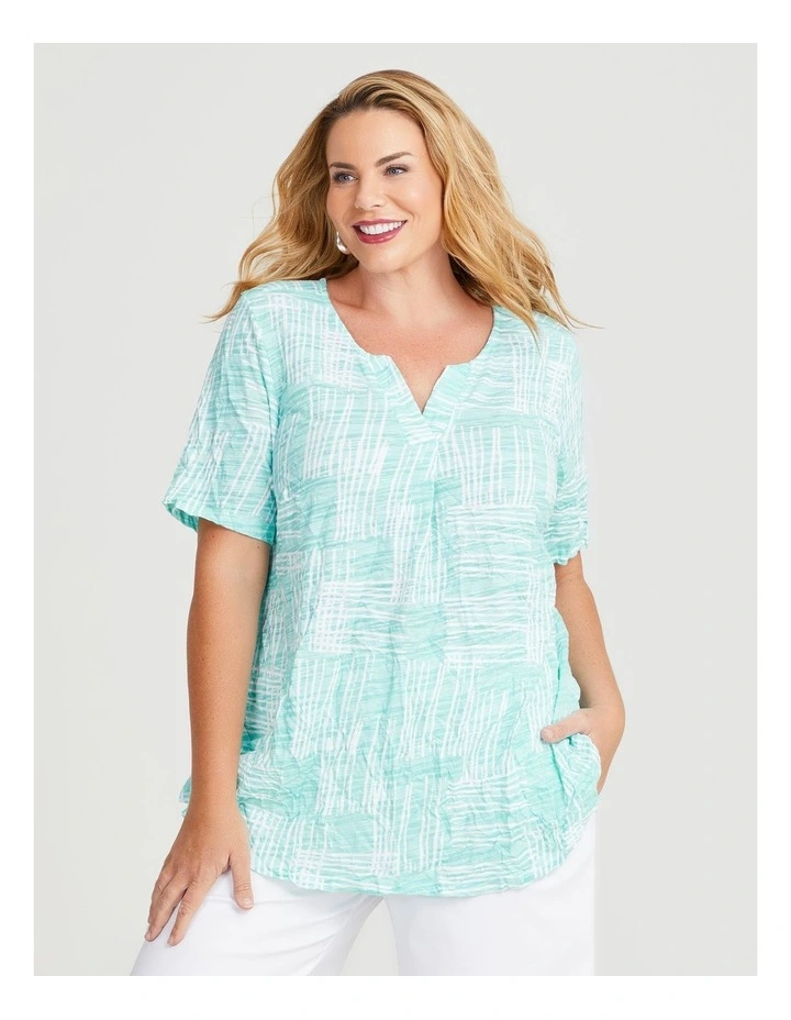 Cotton Mix Crush Top in Blue image 1