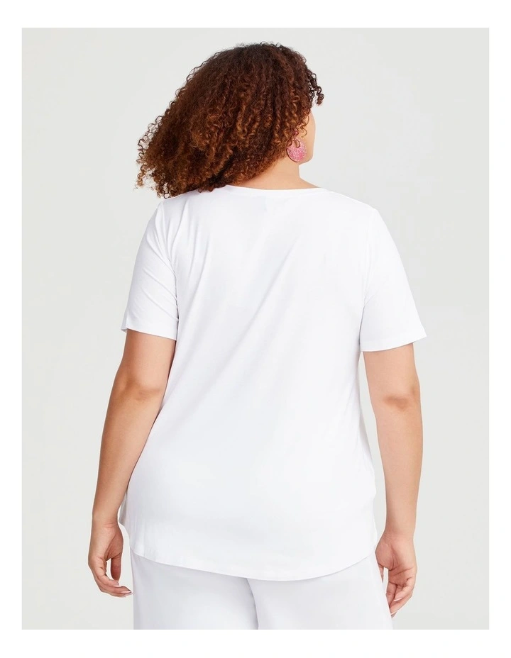 Natural Abstract Print Top in White image 2