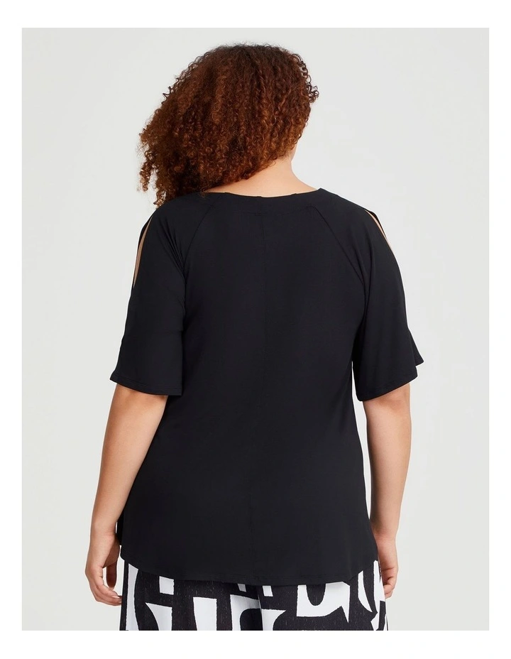 Bamboo Boston Cold Shoulder Top in Black image 2