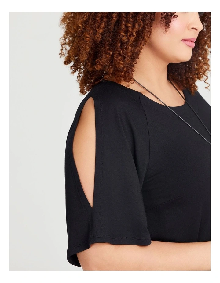 Bamboo Boston Cold Shoulder Top in Black image 4