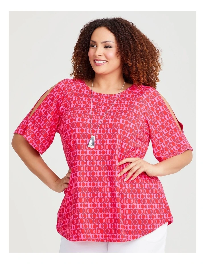 Natural Ivy Cold Shoulder Top in Print image 1