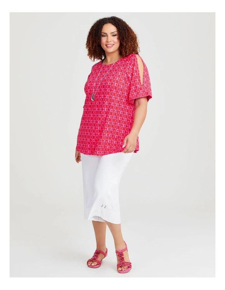 Natural Ivy Cold Shoulder Top in Print image 4