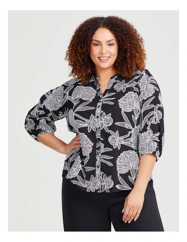 Cotton Handcraft Top in Black/Vanilla image 1