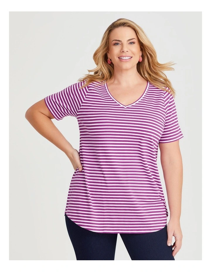 Australian Cotton Stripe T-shirt in Multi image 1