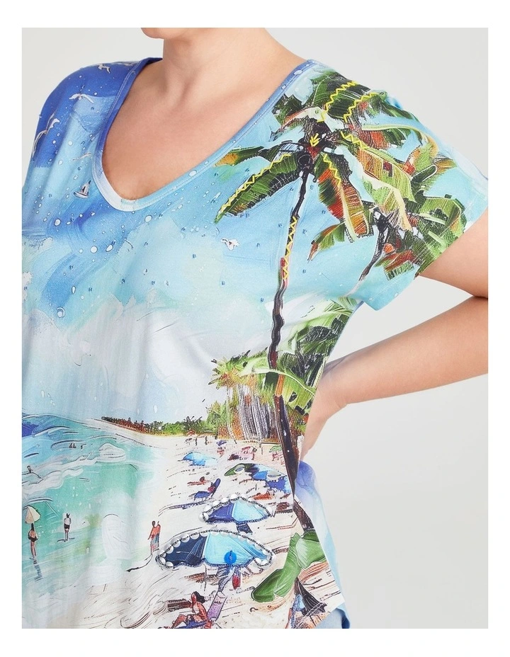 Cotton Majorca T-shirt in Print image 3