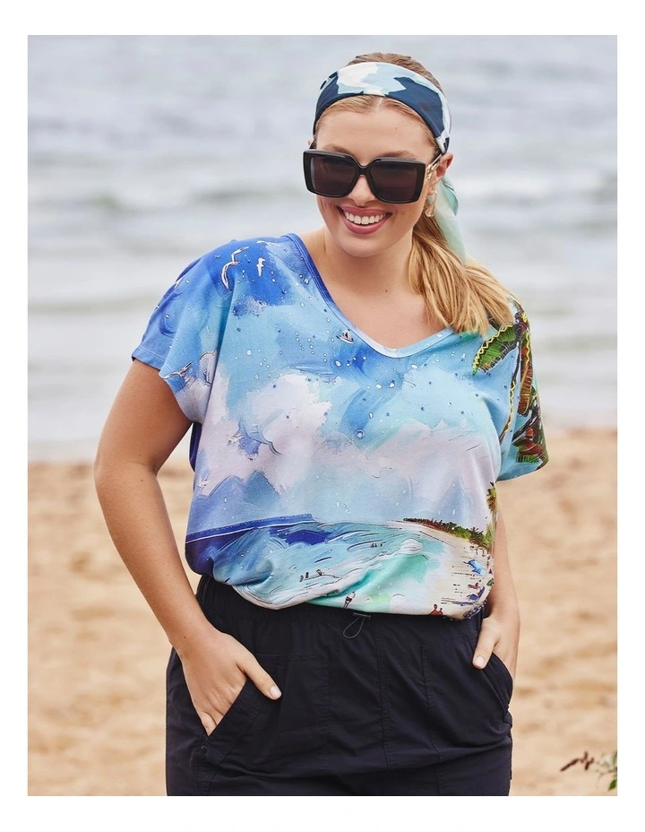 Cotton Majorca T-shirt in Print image 5