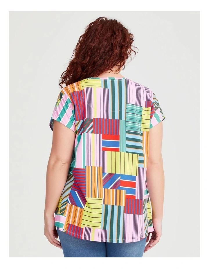 Cotton Multi Stripe Top in Print image 2