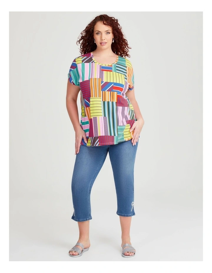 Cotton Multi Stripe Top in Print image 3