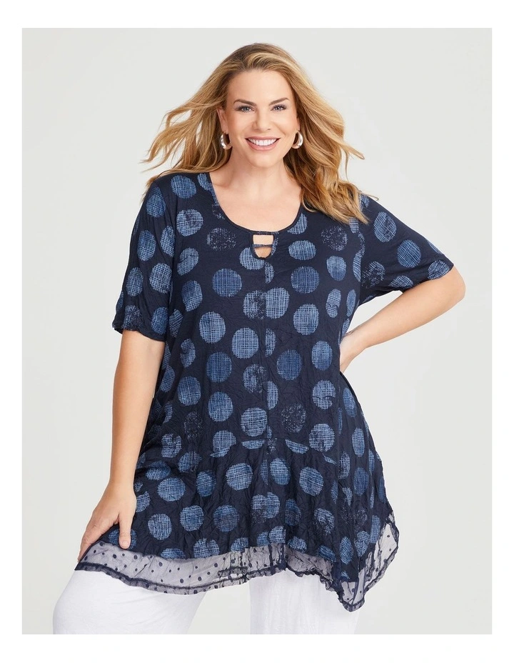 Bamboo And Mesh Trim Crush Tunic in Spot Print image 1