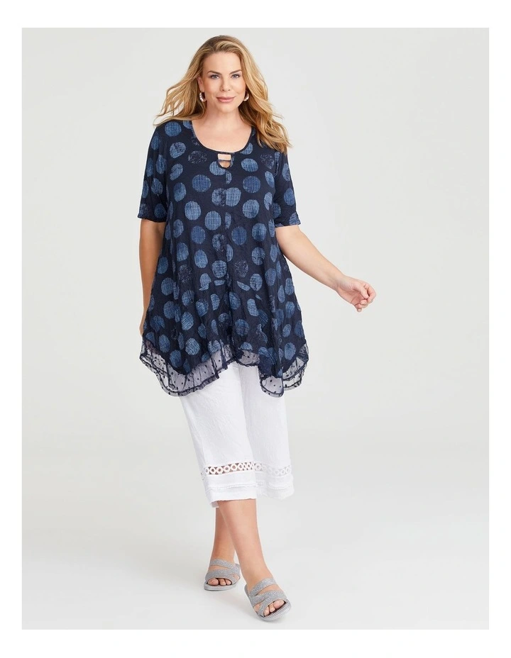 Bamboo And Mesh Trim Crush Tunic in Spot Print image 3