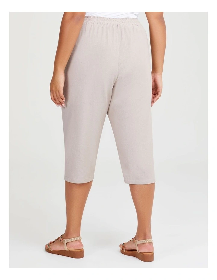 Cotton Linen Culotte Pant in Stone image 2