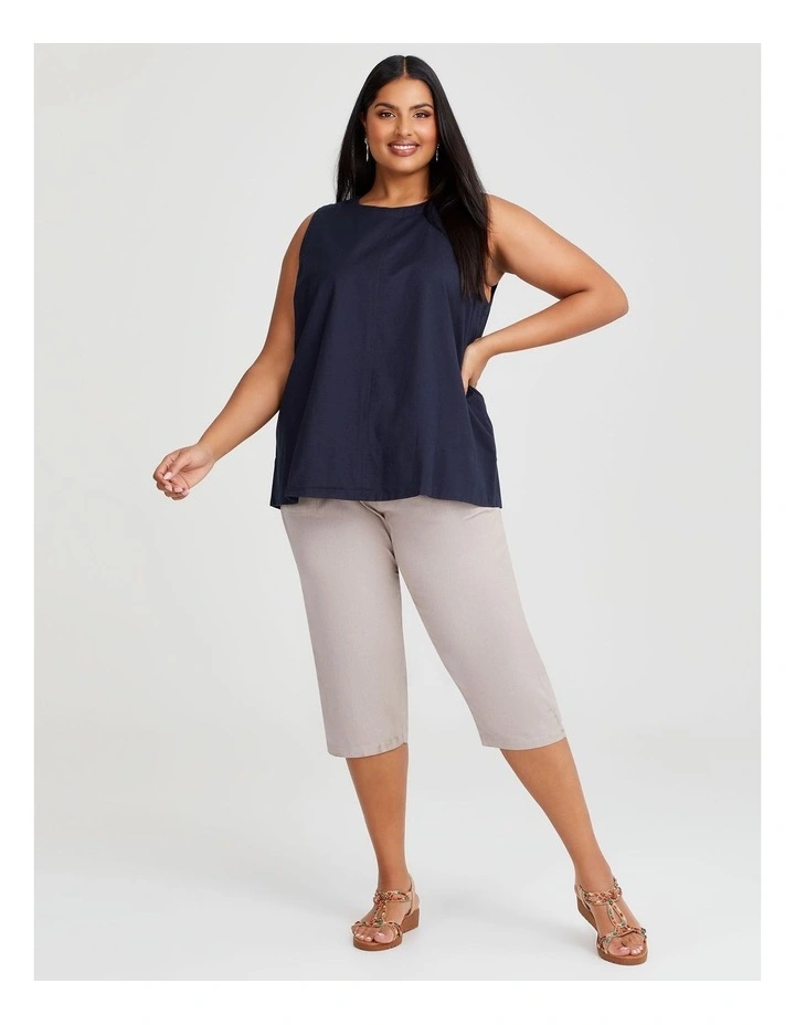 Cotton Linen Culotte Pant in Stone image 3
