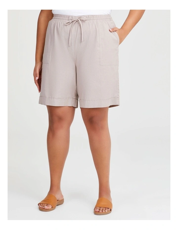 Cotton Linen Bermuda Short in Stone image 1