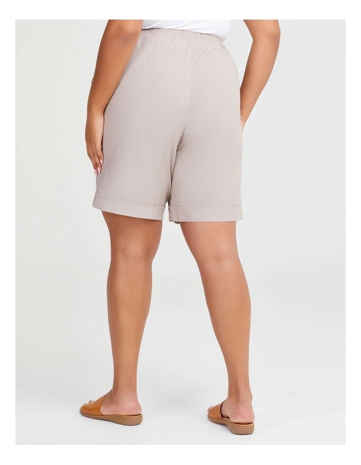 Cotton Linen Bermuda Short in Stone image 2