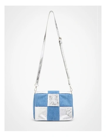 Multi Weave Crossbody Bag in Blue Denim