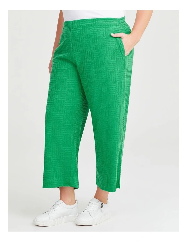 Casual Terry Crop Pant in Green image 1