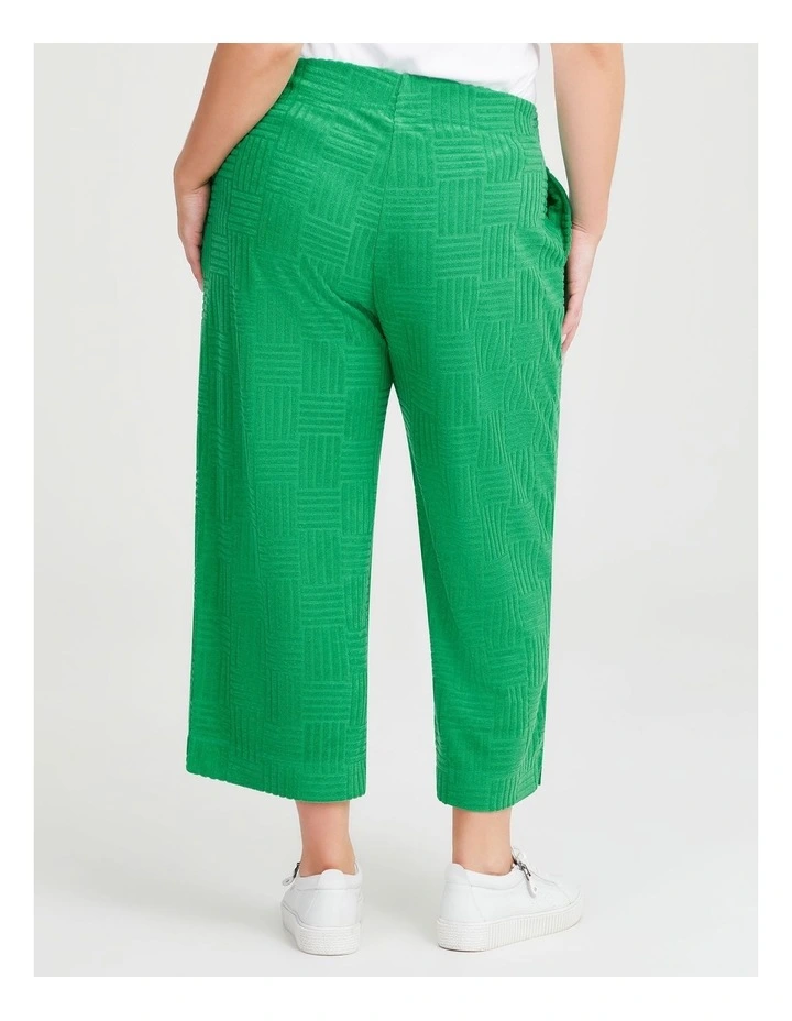 Casual Terry Crop Pant in Green image 2