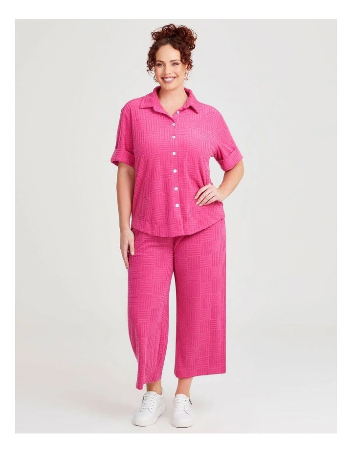 Casual Terry Crop Pant in Raspberry Rose image 3