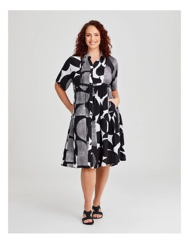 Circulate Natural Shirt Dress in Black/White Print image 1