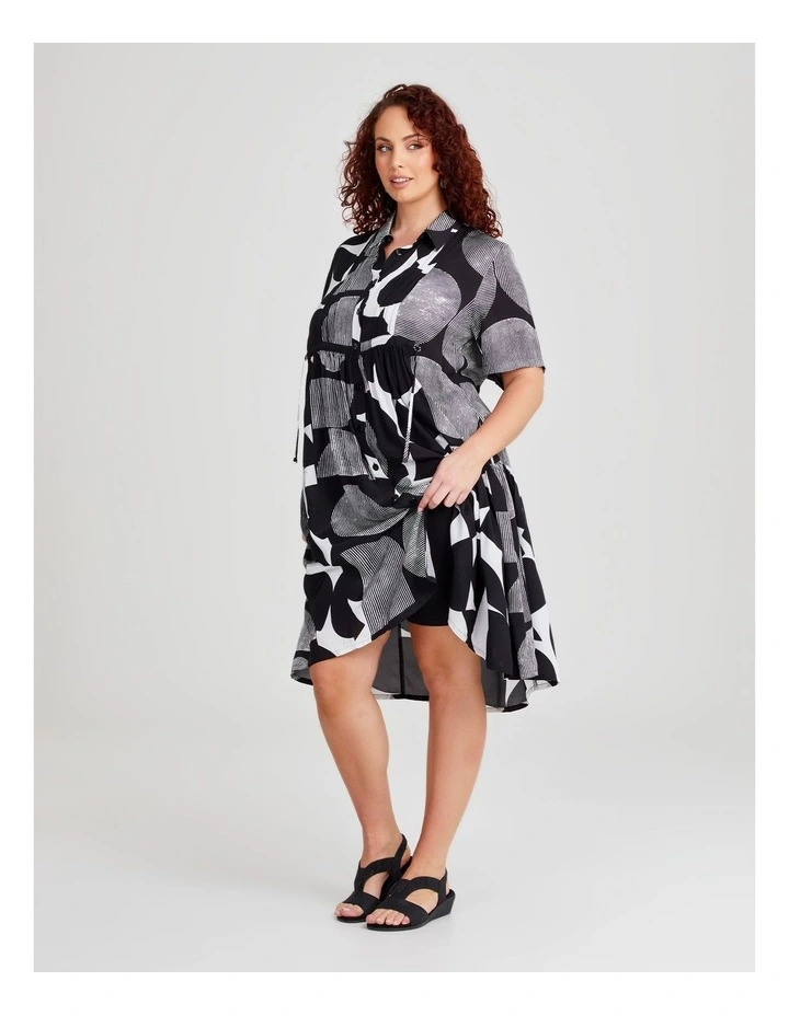 Circulate Natural Shirt Dress in Black/White Print image 4