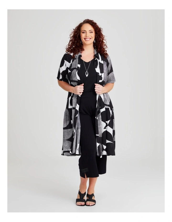 Circulate Natural Shirt Dress in Black/White Print image 5